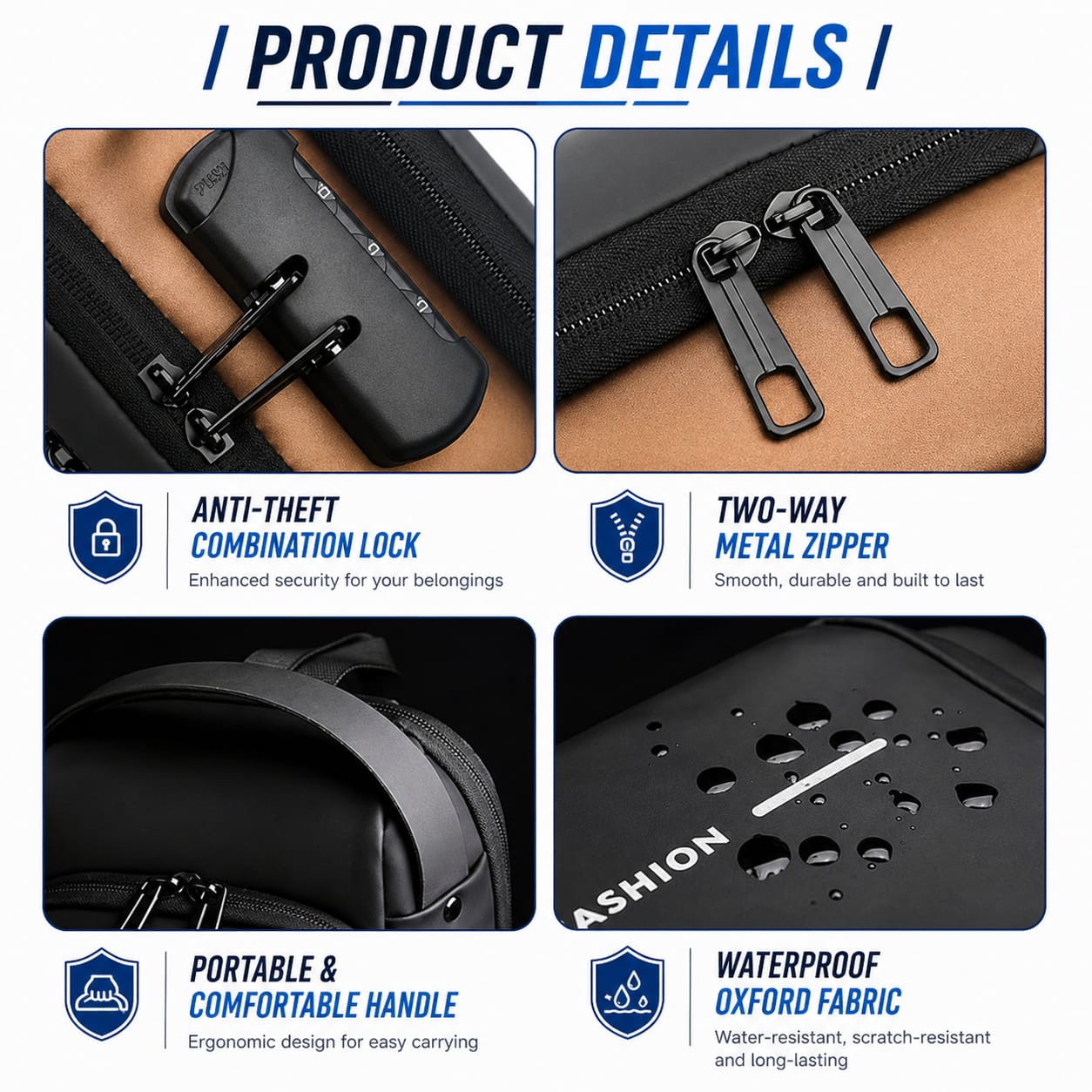 Anti theft sling bag