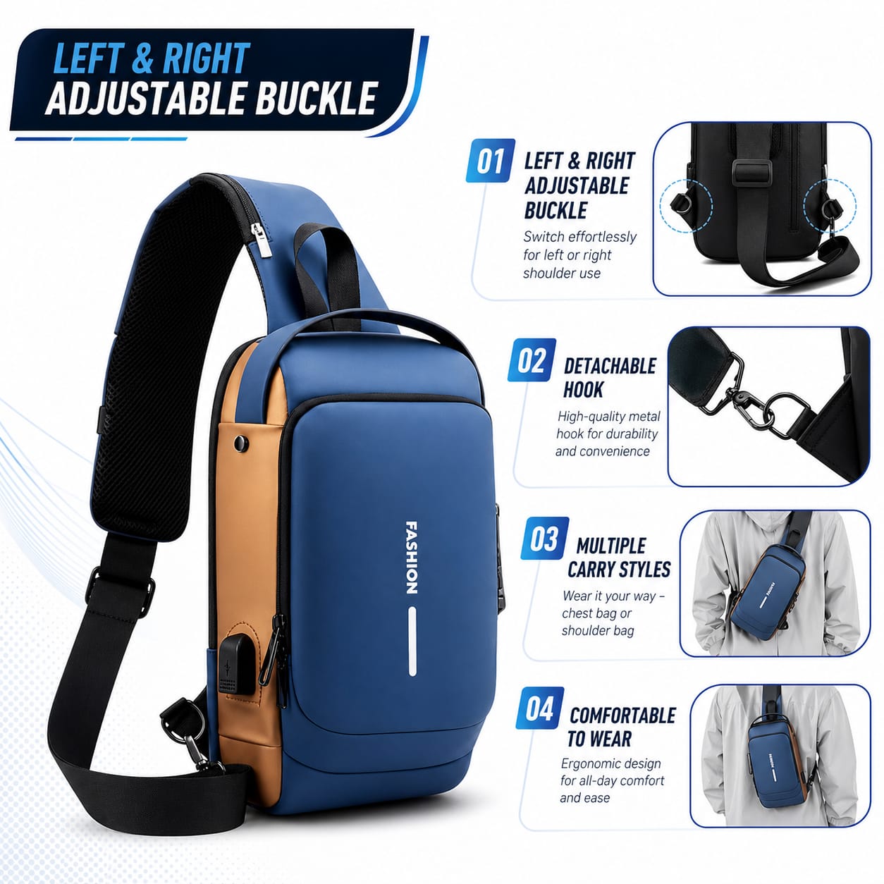 Anti theft sling bag