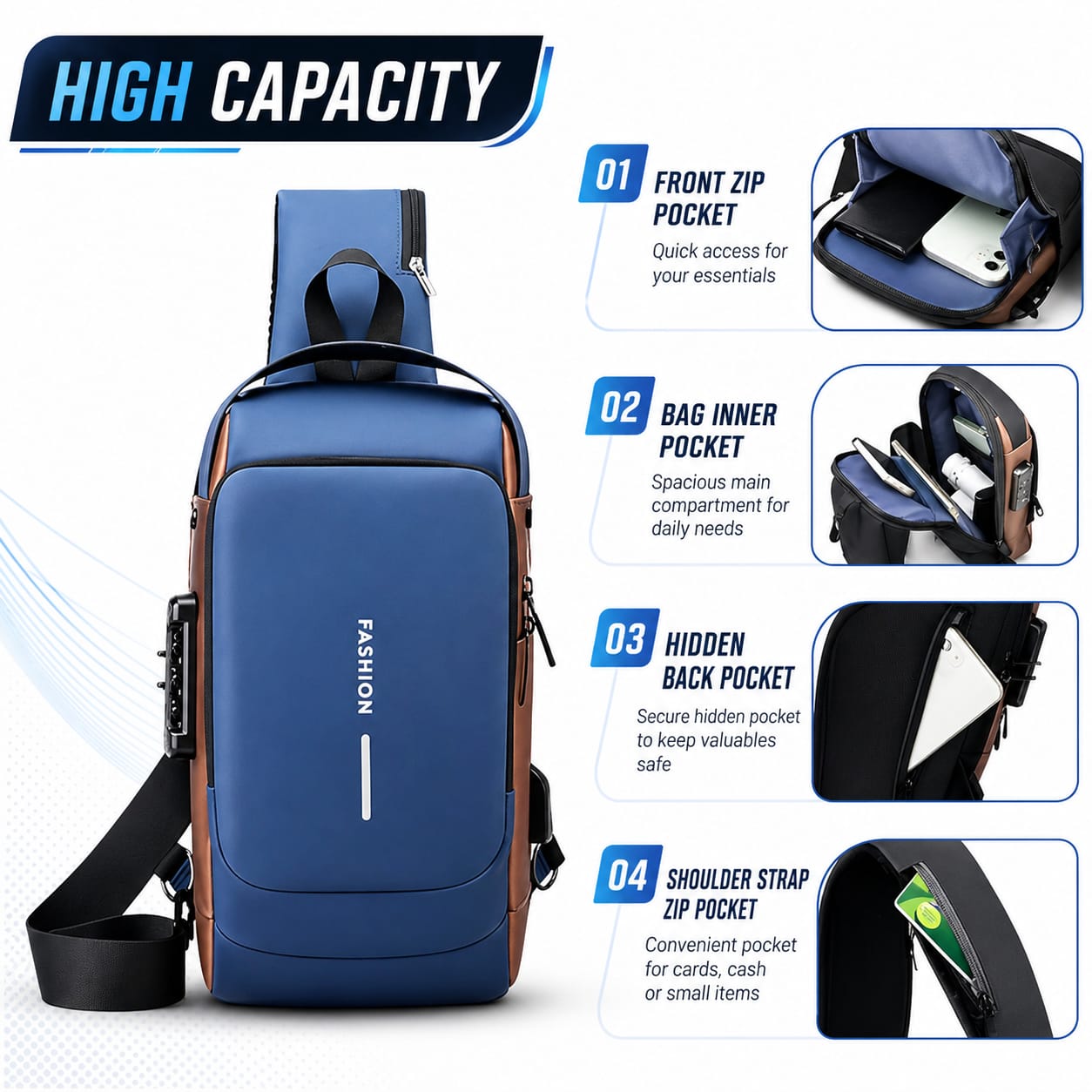 Anti theft sling bag