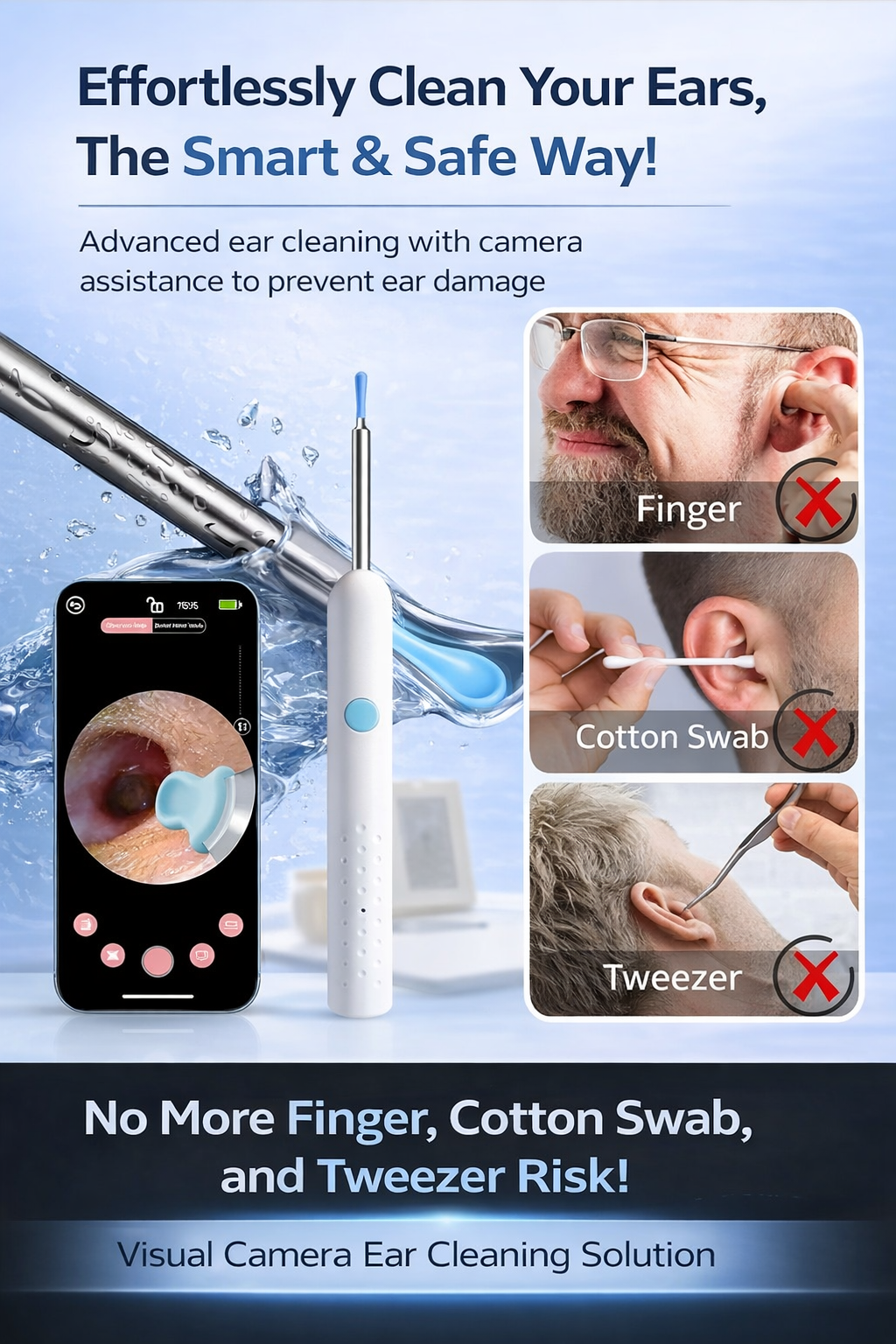 Ear Wax Removal with Camera, Ear Cleaner Kit with 1080P Otoscope with Light